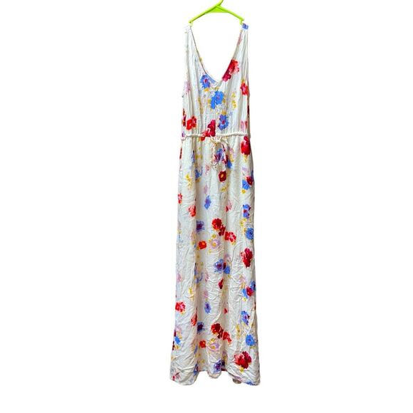 Lucky Brand Dresses & Skirts - Lucky Brand Ivory Floral Tie Waist Sleeveless Maxi Dress Sz XS